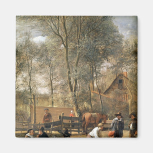 Skittle Players outside an Inn, c.1660-63 Magnet