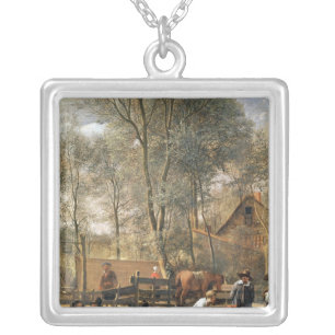 Skittle Players outside an Inn, c.1660-63 Silver Plated Necklace