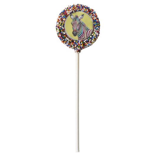 Skittles the Zebra Pop Chocolate Covered Oreo Pop (Front)