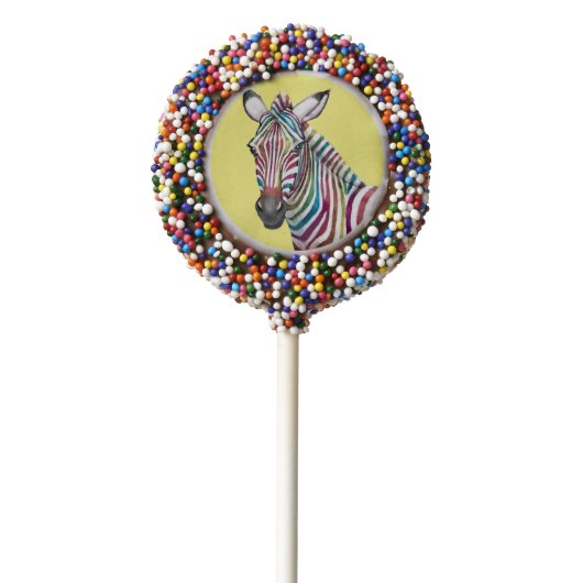 Skittles the Zebra Pop Chocolate Covered Oreo Pop (Zoomed)