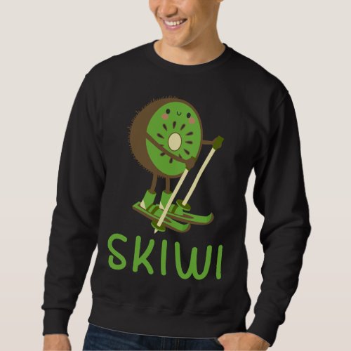 Skiwi Kiwi Ski Skier Fruit Fruits Winter Sports Ap Sweatshirt
