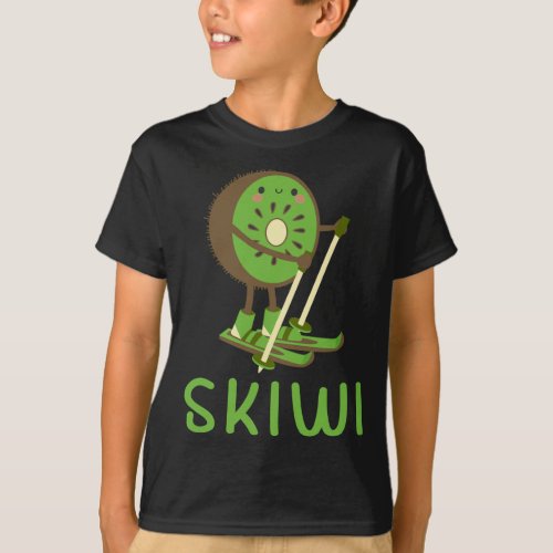 Skiwi Kiwi Ski Skier Fruit Fruits Winter Sports Ap T_Shirt