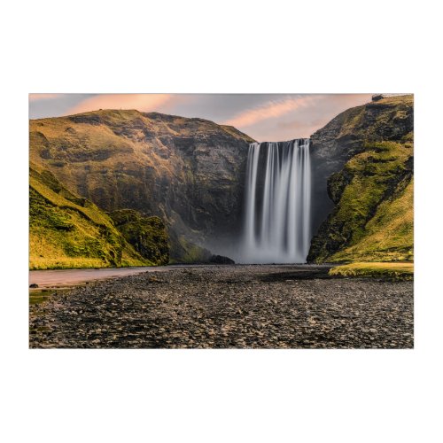 Skogafoss Waterfall in the Morning Sunrise Acrylic Print
