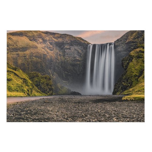 Skogafoss Waterfall in the Morning Sunrise Faux Canvas Print
