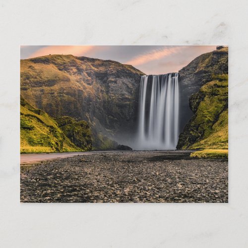 Skogafoss Waterfall in the Morning Sunrise Postcard