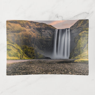 Skogafoss Waterfall in the Morning Sunrise Trinket Tray