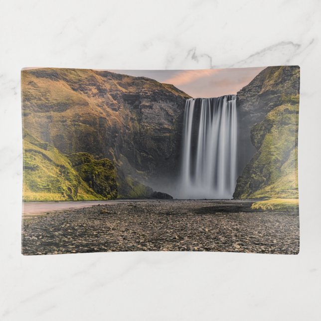 Skogafoss Waterfall in the Morning Sunrise Trinket Tray (Front)