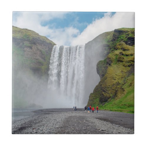 Skogafoss waterfall _ Skogar village Iceland Ceramic Tile