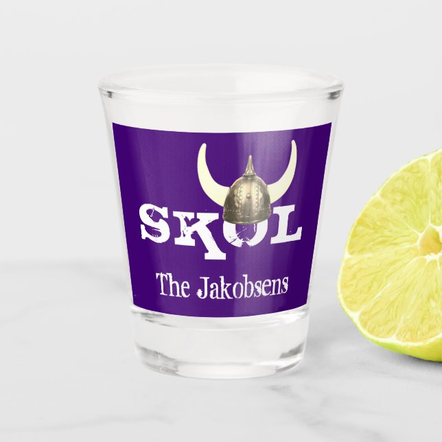 Skol and Horned Viking  Helmet Shot Glass (Front)