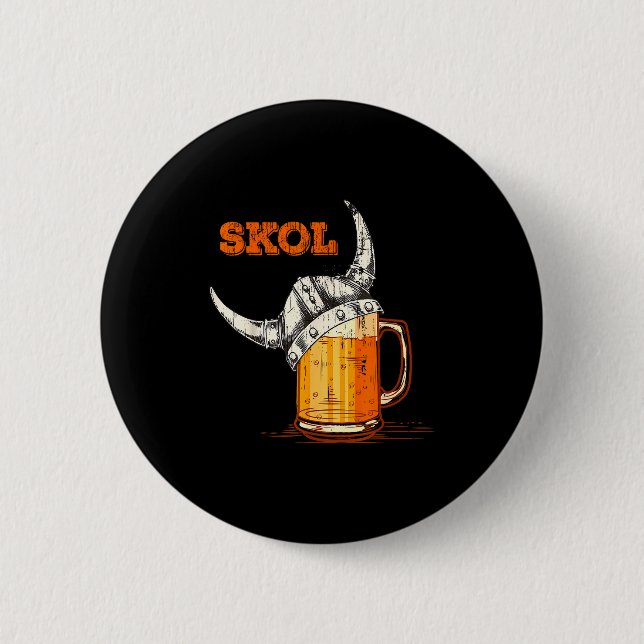 Skol Nordic Viking Helmet Drinking Gl  Button (Front)