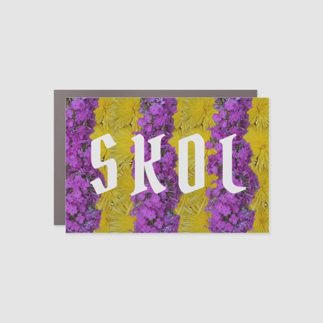 SKOL Vikings Purple & Yellow Floral Spirit Car Magnet (Front)