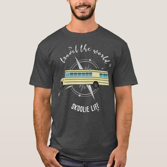 Skoolie Life Converted School Bus Traveling T-Shirt (Front)