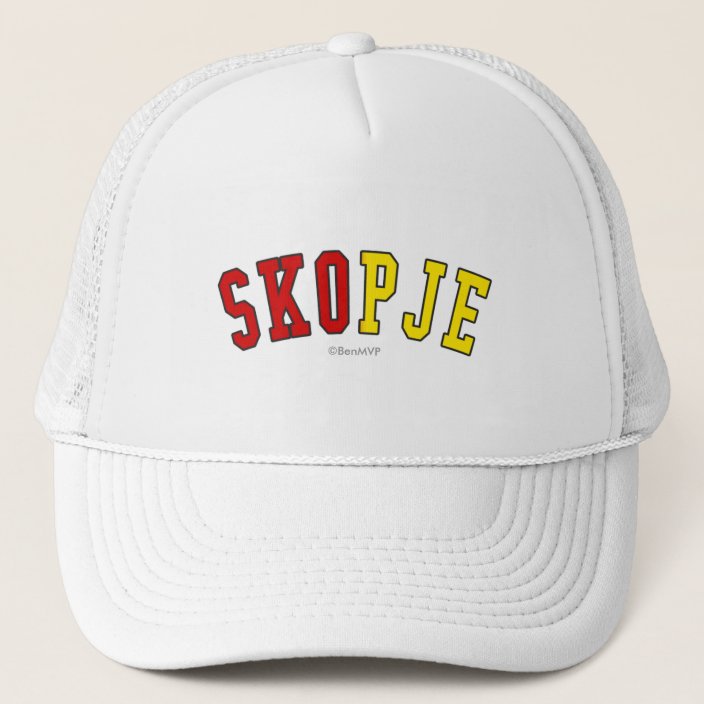 Skopje in Macedonia National Flag Colors Hat