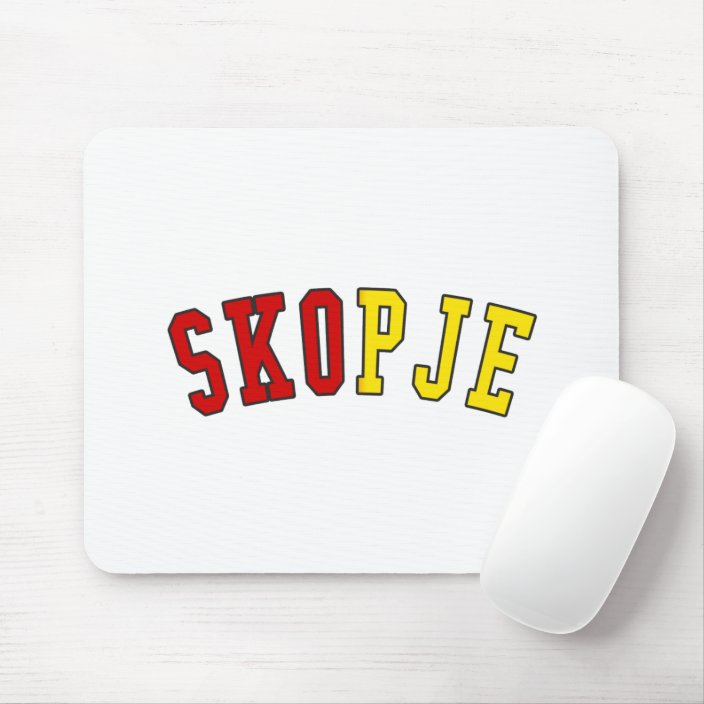 Skopje in Macedonia National Flag Colors Mouse Pad