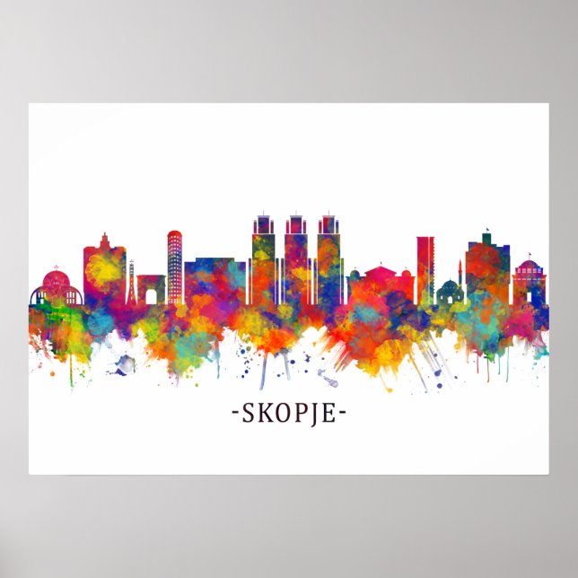 Skopje Republic of Macedonia Skyline Poster (Front)