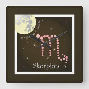 Skorpion 24. Oktober bis 22. November Uhr Square Wall Clock