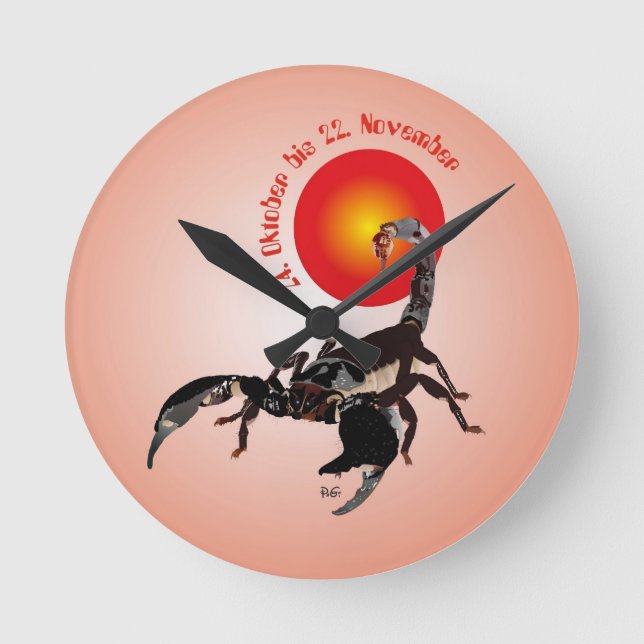 Skorpion - Sternzeichen Uhr Round Clock (Front)