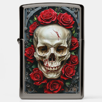 skul and roses zippo lighter