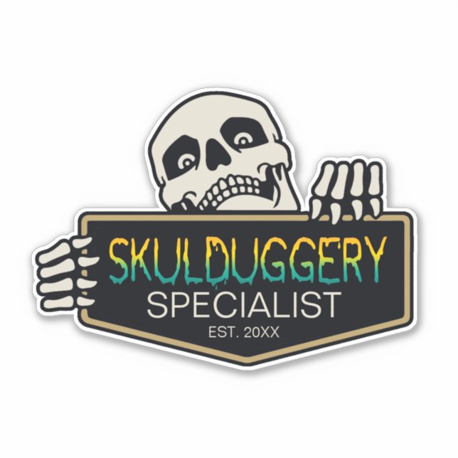 Skulduggery Specialist Halloween Skull Sign ID856 Sticker (Front)