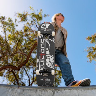 SKULETONS with T-REX & Triceratops Skateboard