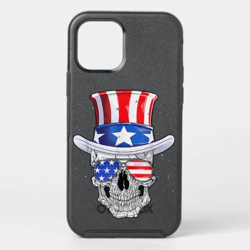 Skull 4th of July Uncle Sam Men USA American Flag  OtterBox Symmetry iPhone 12 Pro Case