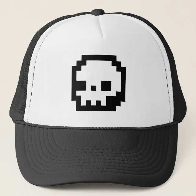 Skull 8-bit Pixel Art Hat | Zazzle