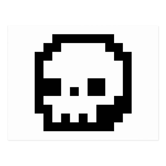 Skull 8-Bit Pixel Art Postcard | Zazzle.com