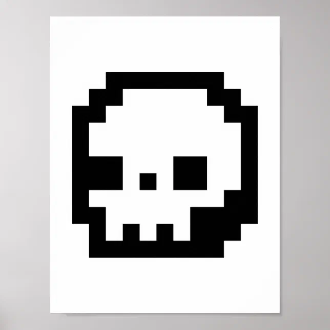 Skull 8-Bit Pixel Art Poster | Zazzle