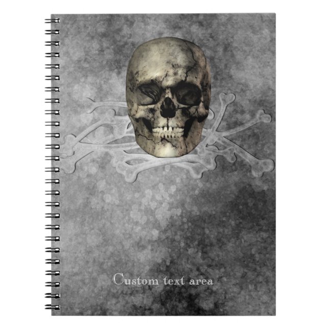 Skull & a pile of Bones Halloween Gothic Notebook (Front)