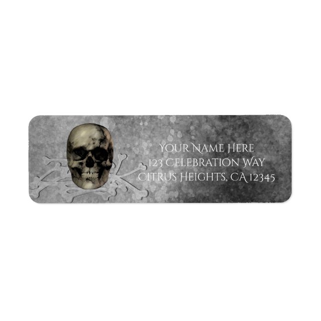 Skull & a pile of Bones Halloween Gothic Party Label (Front)