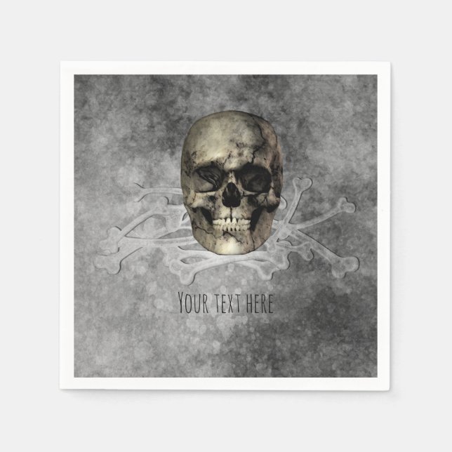 Skull & a pile of Bones Halloween Gothic Party Paper Napkins (Front)