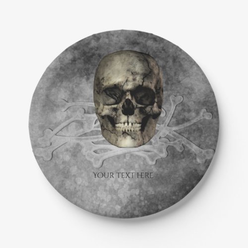 Skull  a pile of Bones Halloween Gothic Party Paper Plates
