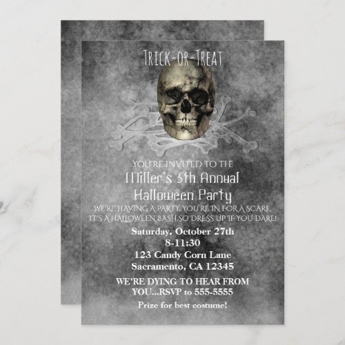 Skull  a pile of Bones Halloween Party Invitation
