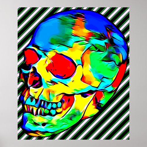skull abstract colorful day of the dead art poster