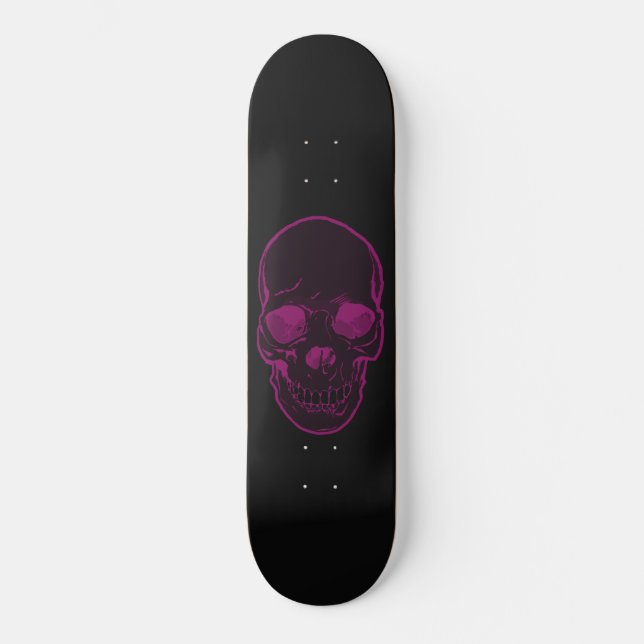 Skull Abstract Graphics Girls Pink & Black Skateboard Deck (Front)