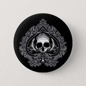 Skull Ace Of Spades Button by opheliasart at Zazzle