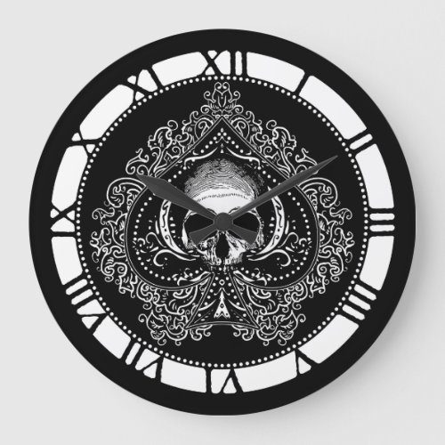 Skull Ace Of Spades Large Clock