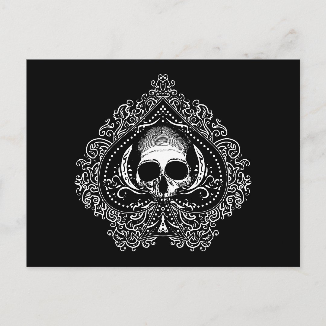 Skull Ace of Spades Postcard Zazzle