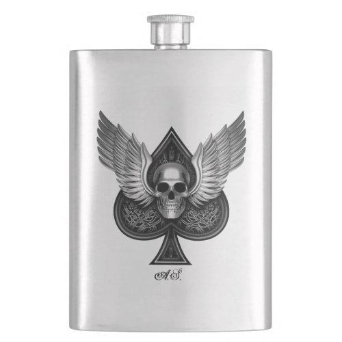 Skull Ace of Spades Stainless Steel flask