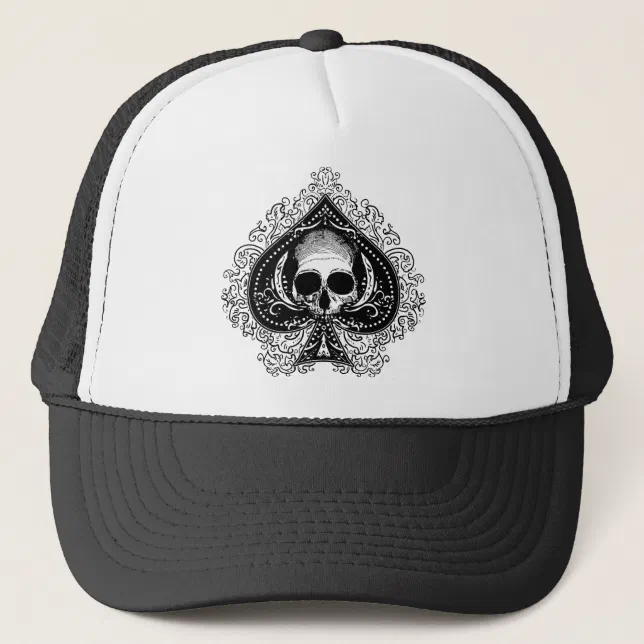 Skull Ace of Spades Trucker Hat | Zazzle