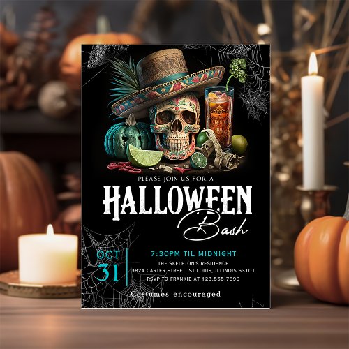 Skull Adult Halloween Cocktails Party Invitation
