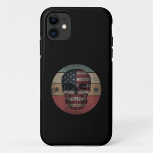 SKULL AMERICAN FLAG PATRIOTIC GIFT iPhone 11 CASE
