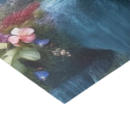 Skull among Waterfalls and Flowers Decoupage Tissue Paper Zazzle