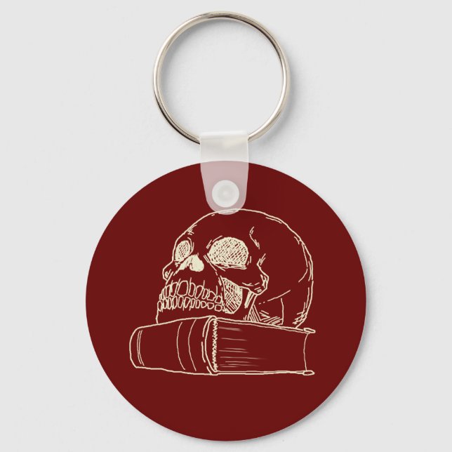 Skull and a book keychain (Front)