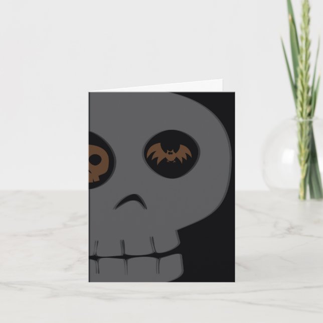 Skull and Bat Halloween Greeting Cards (Front)
