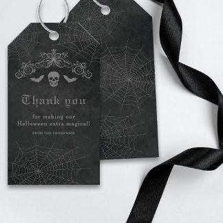 Skull And Bats Dark Gothic Halloween Thank You Gift Tags