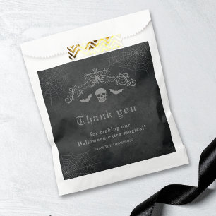 Skull And Bats Eerie Gothic Halloween Thank You Favor Bag