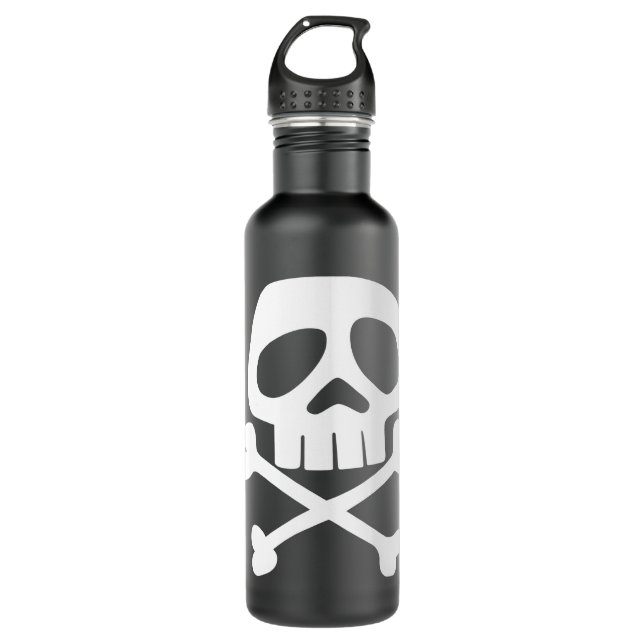 Skull and Bones - 1980's Punk Rock Misfit Stainless Steel Water Bottle (Front)