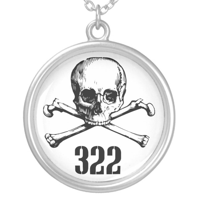 Skull and Bones 322 Silver Plated Necklace (Front)