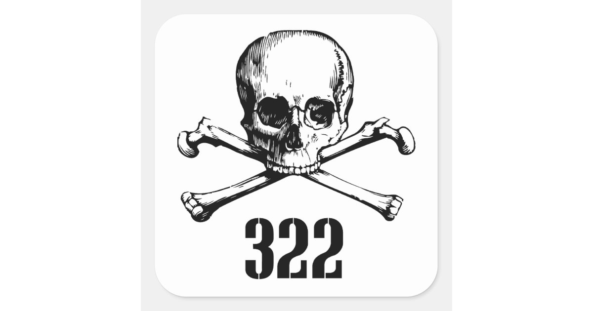 Skull and Bones 322 Square Sticker | Zazzle